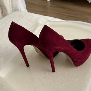 Bakers Deep Red Suede Heels